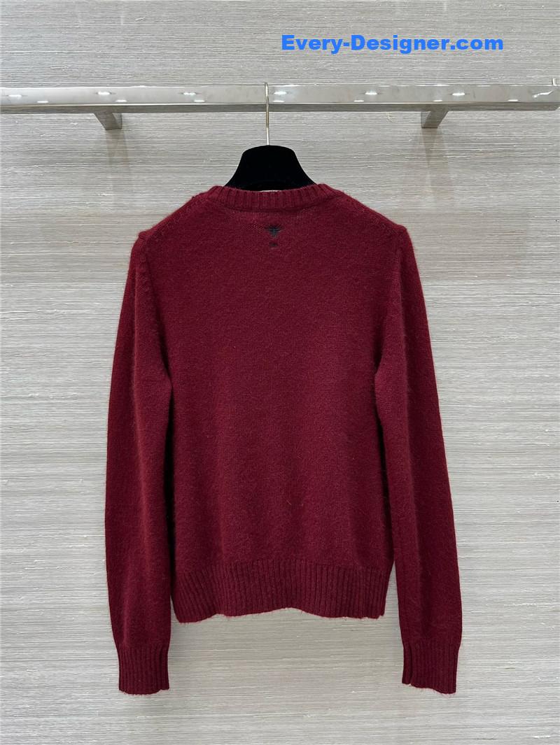 D10r embroidered wool sweater red
