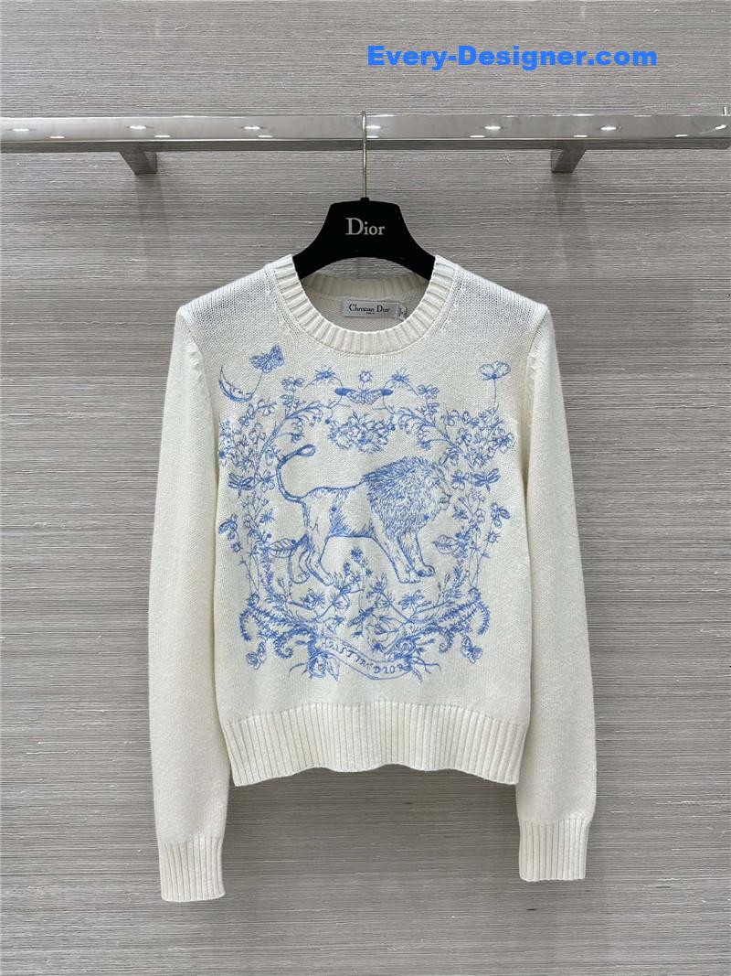 D10r jungle embroidered sweater white