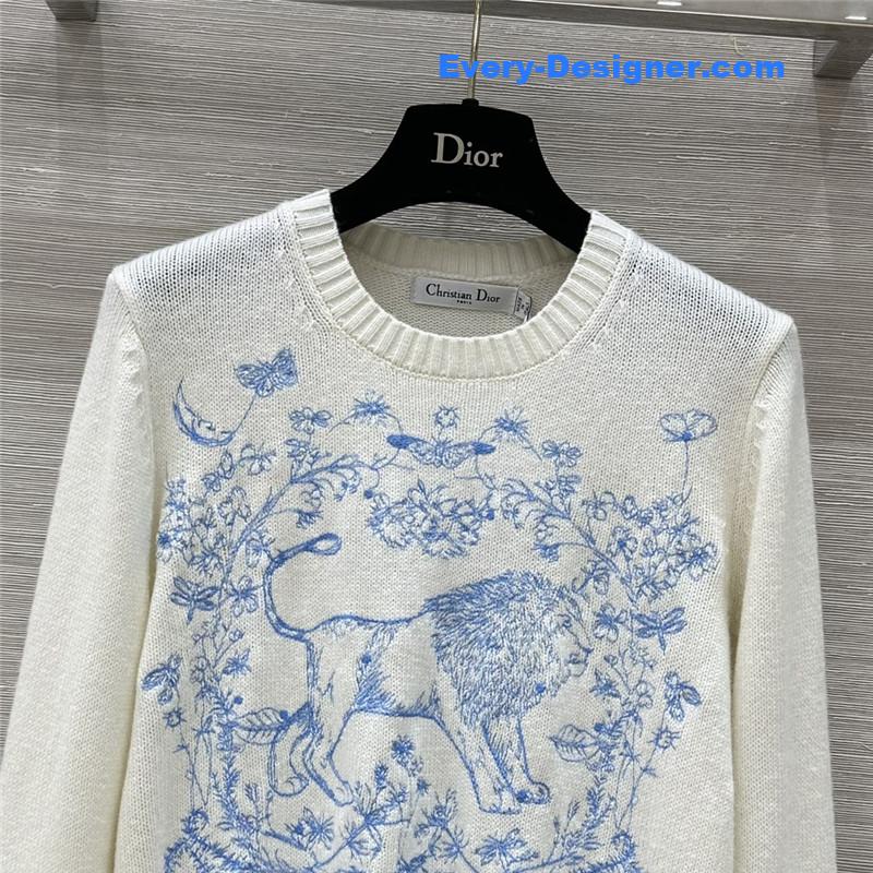 D10r jungle embroidered sweater white