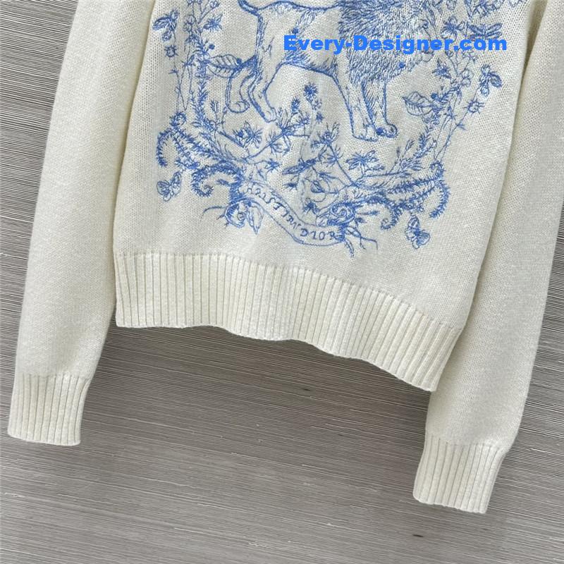 D10r jungle embroidered sweater white