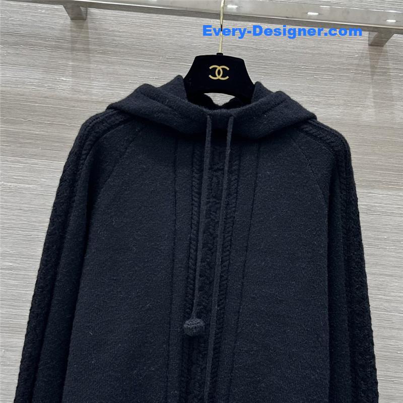 Ch**el hooded knitted sweater navy