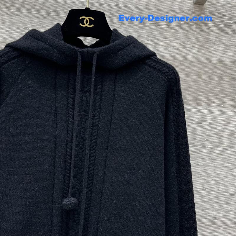 Ch**el hooded knitted sweater navy