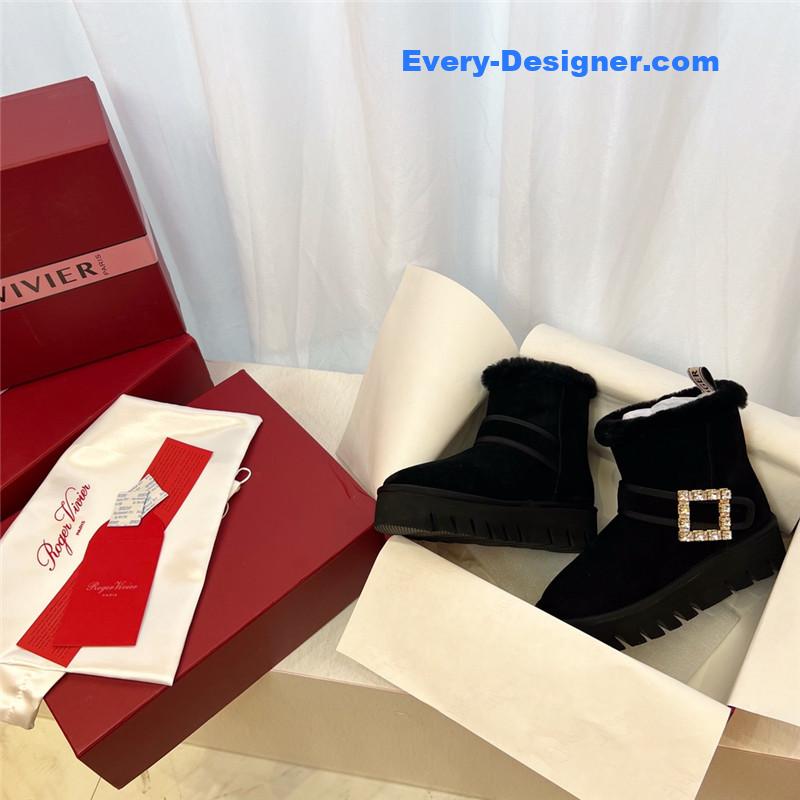 Roger Vivier Black Winter Suede Ankle Boots