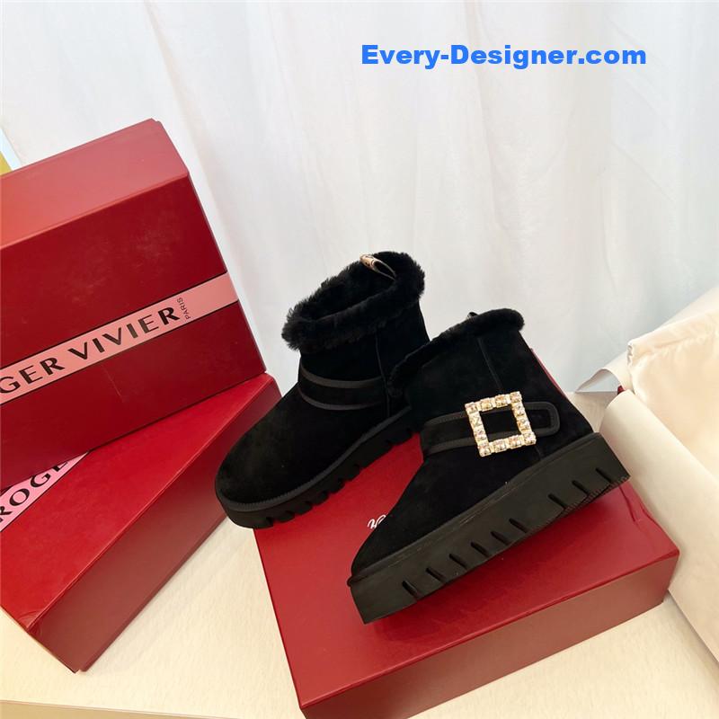 Roger Vivier Black Winter Suede Ankle Boots