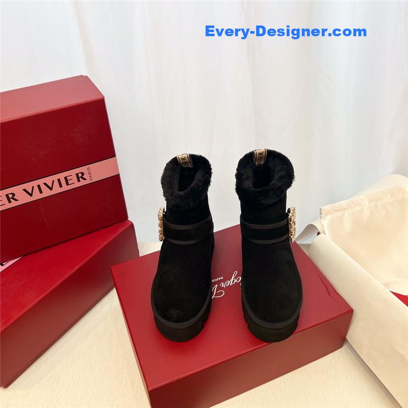 Roger Vivier Black Winter Suede Ankle Boots