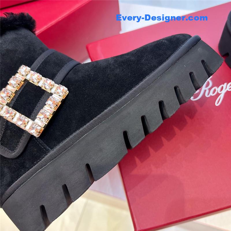 Roger Vivier Black Winter Suede Ankle Boots