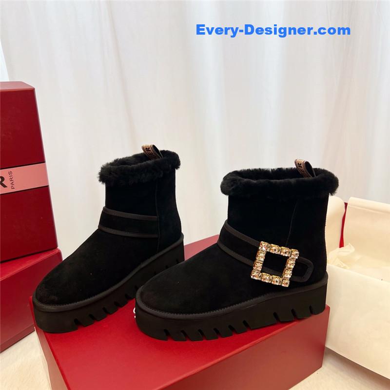 Roger Vivier Black Winter Suede Ankle Boots