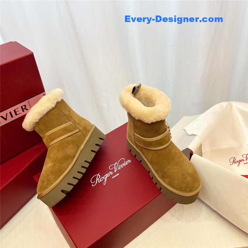 Roger Vivier Viv’ Brown Winter Suede Ankle Boots