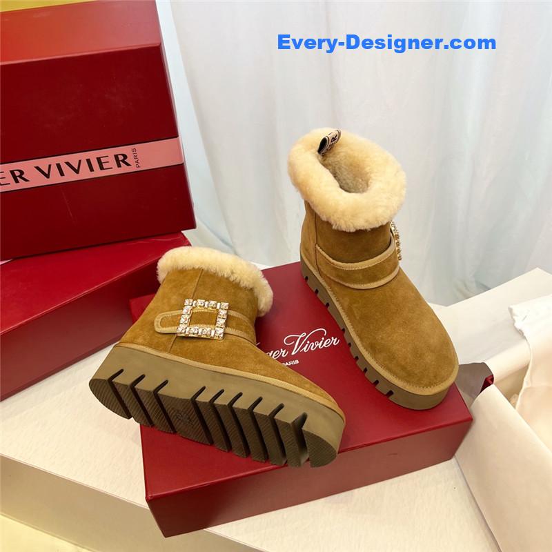 Roger Vivier Viv’ Brown Winter Suede Ankle Boots