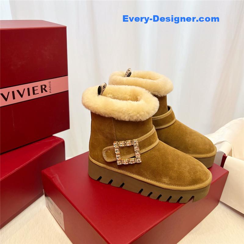 Roger Vivier Viv’ Brown Winter Suede Ankle Boots