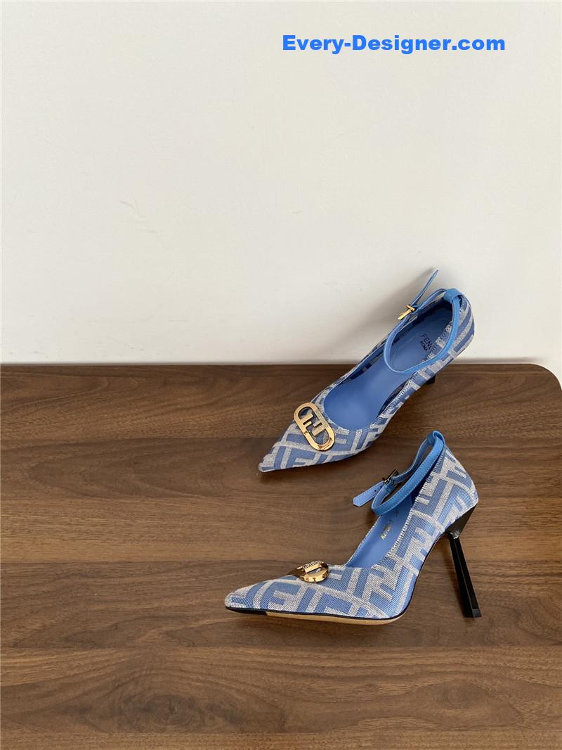 F**di colibri ff cotton high heels blue