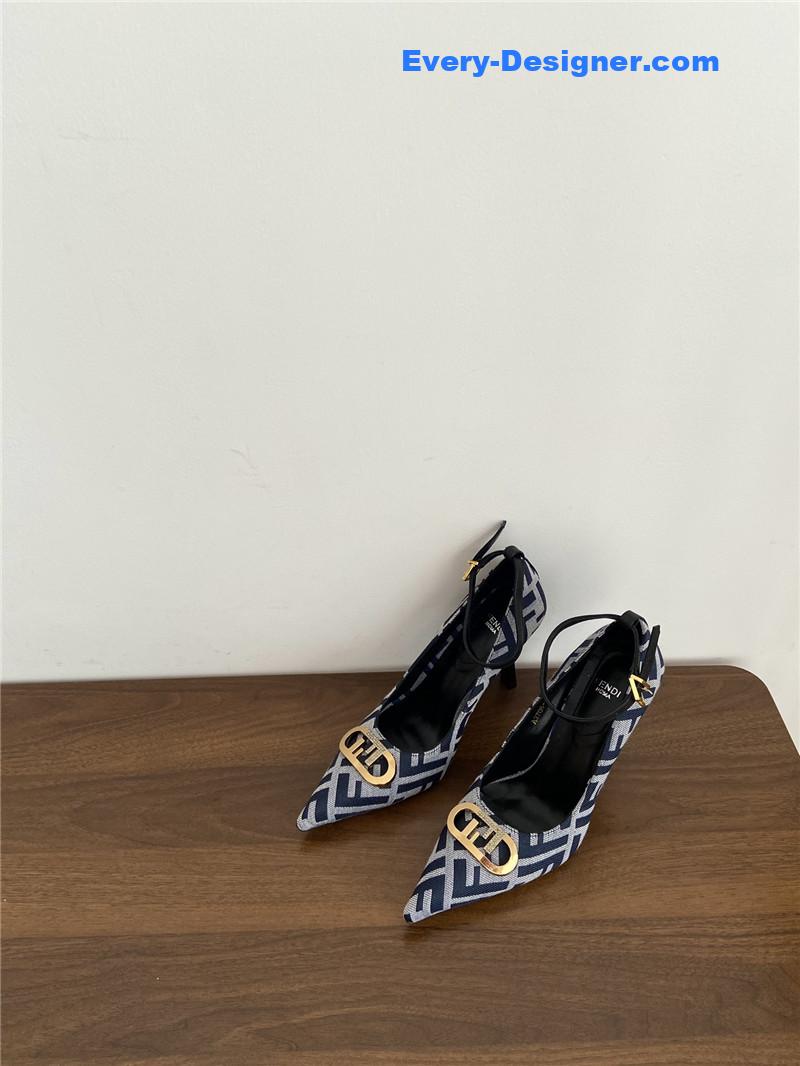 F**di colibri ff cotton high heels navy