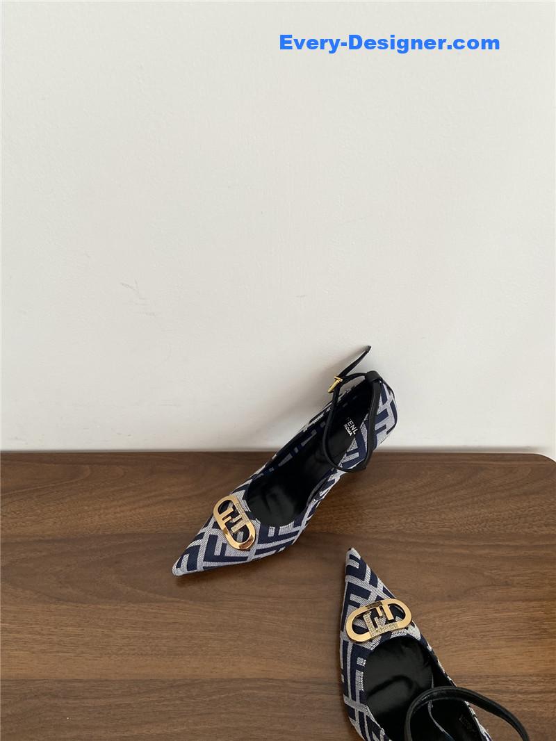 F**di colibri ff cotton high heels navy