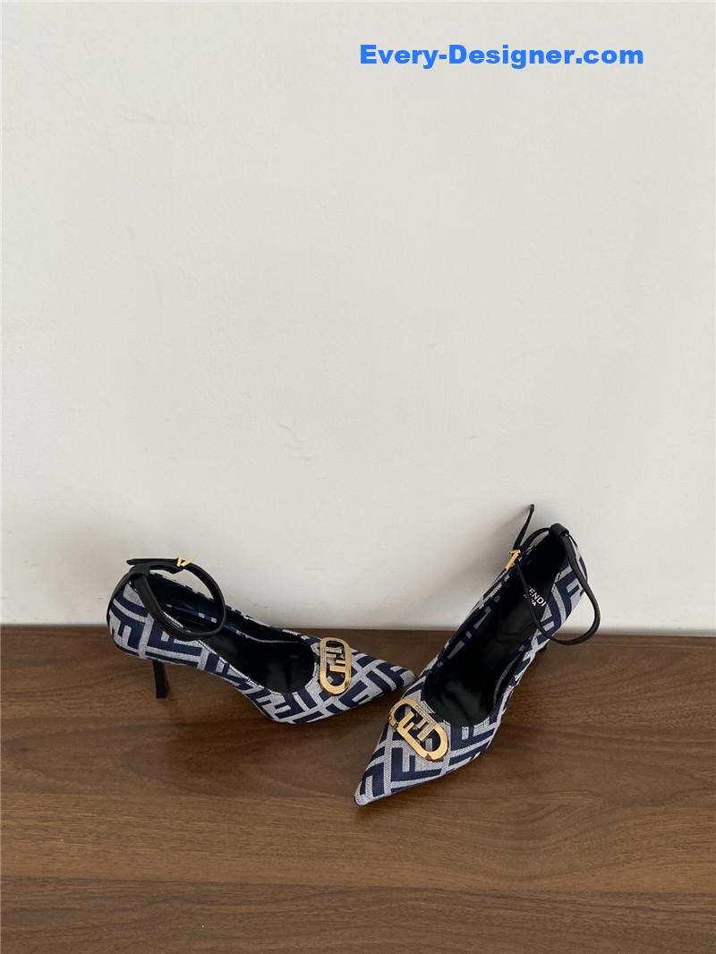 F**di colibri ff cotton high heels navy