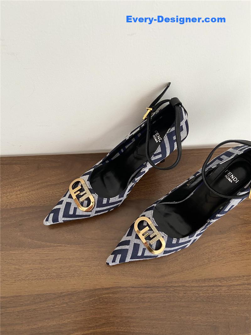 F**di colibri ff cotton high heels navy