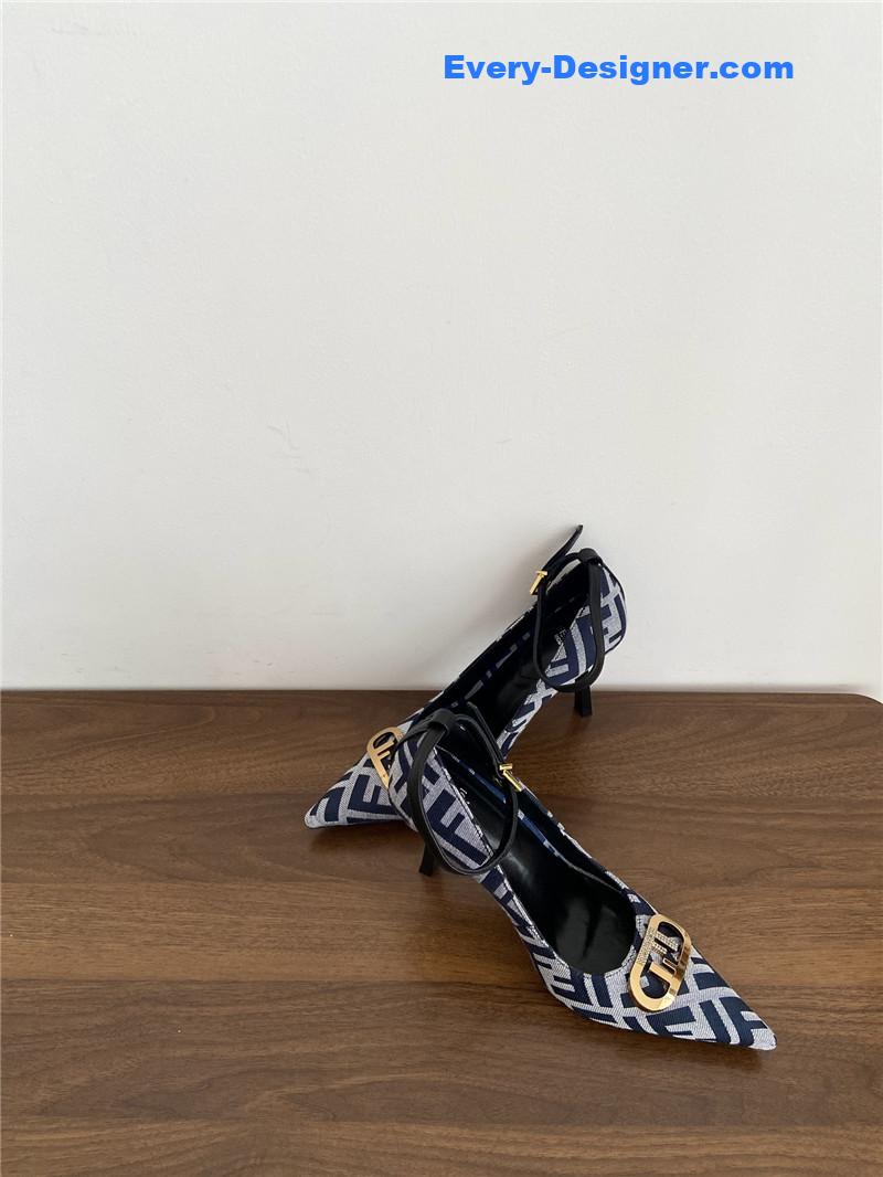 F**di colibri ff cotton high heels navy