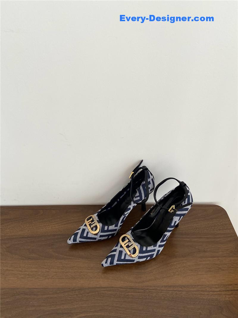 F**di colibri ff cotton high heels navy