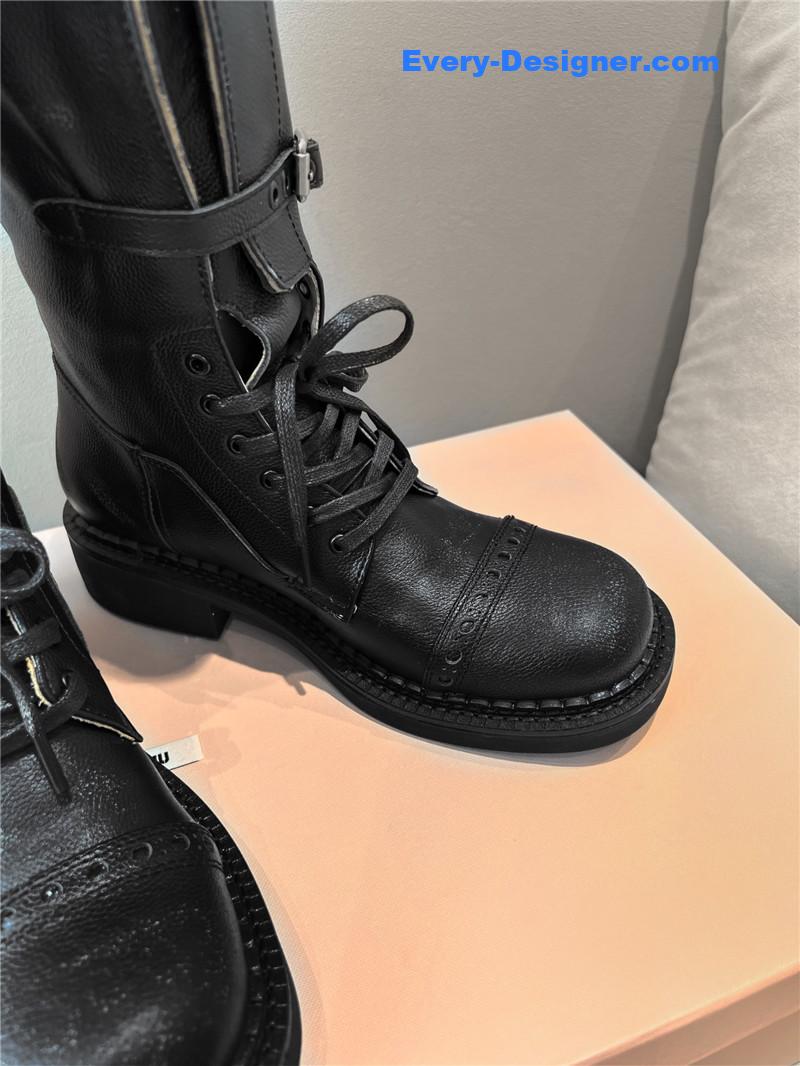 Miu Miu Runway Black Lace-Up Leather Boots