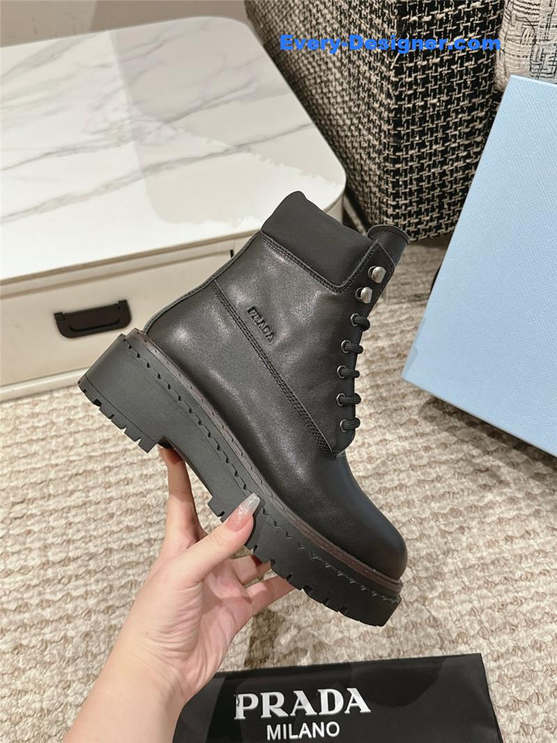 Prada Leather Platform Ankle Boots