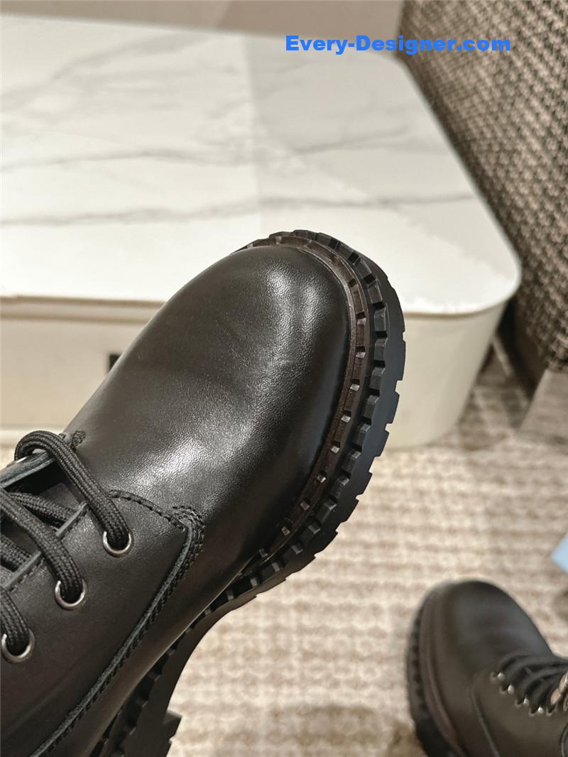 Prada Leather Platform Ankle Boots