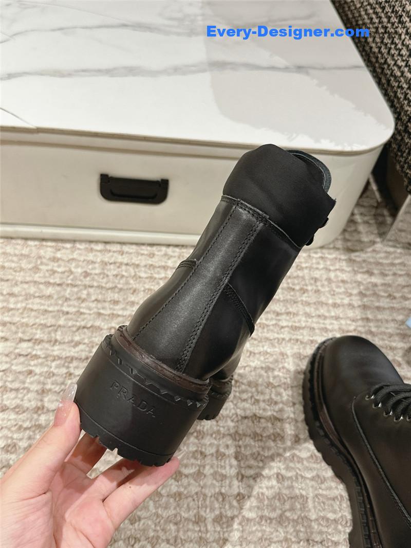 Prada Leather Platform Ankle Boots