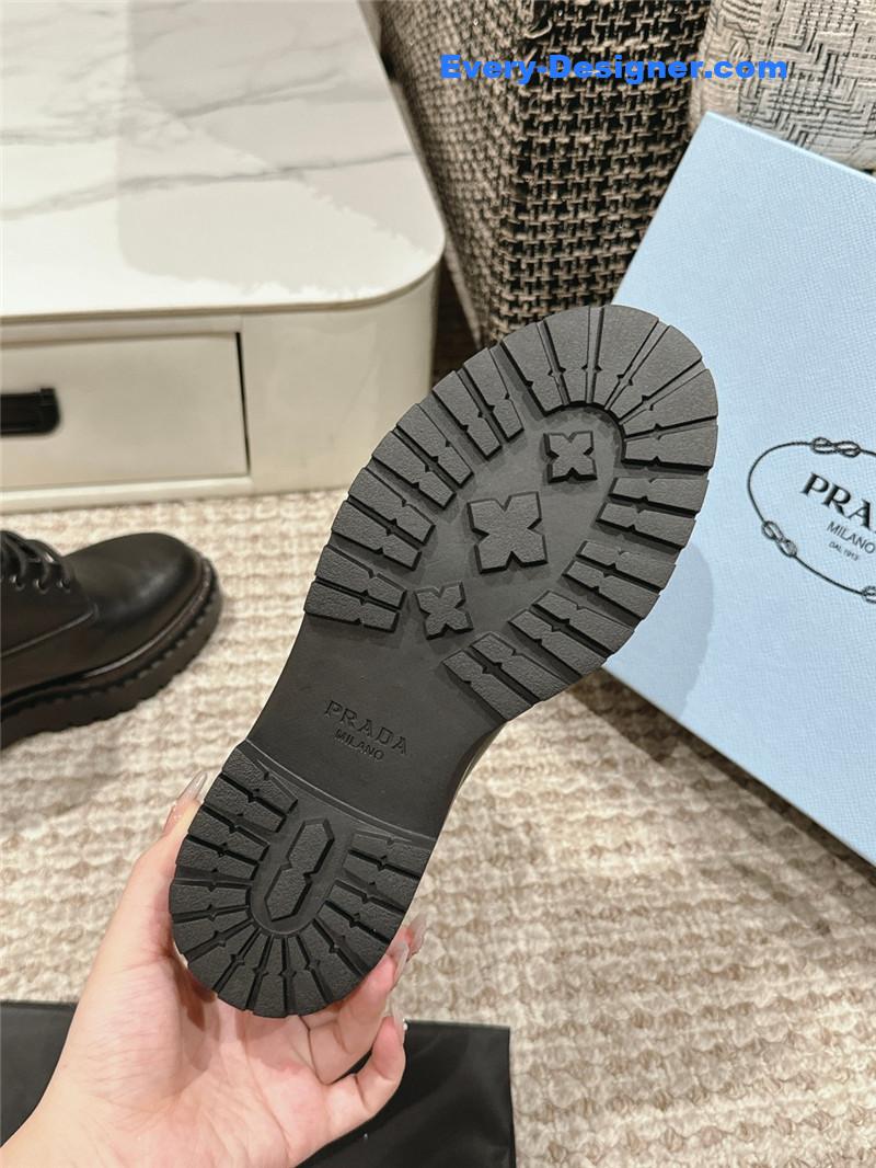 Prada Leather Platform Ankle Boots