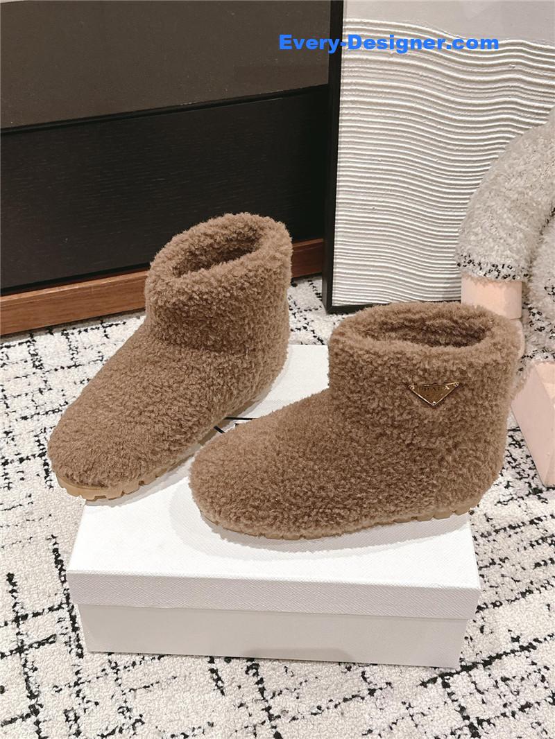 Prada Brown Shearling Booties