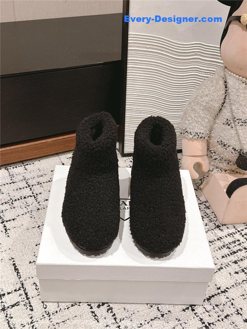 Prada Black Shearling Booties