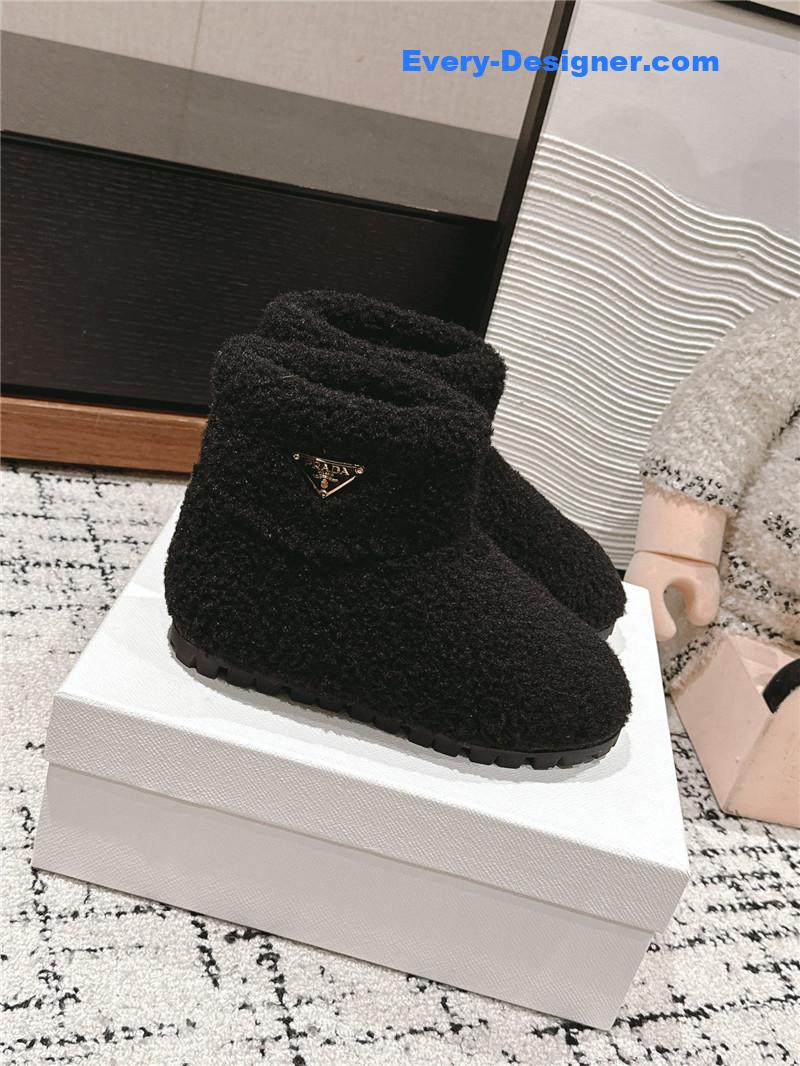 Prada Black Shearling Booties