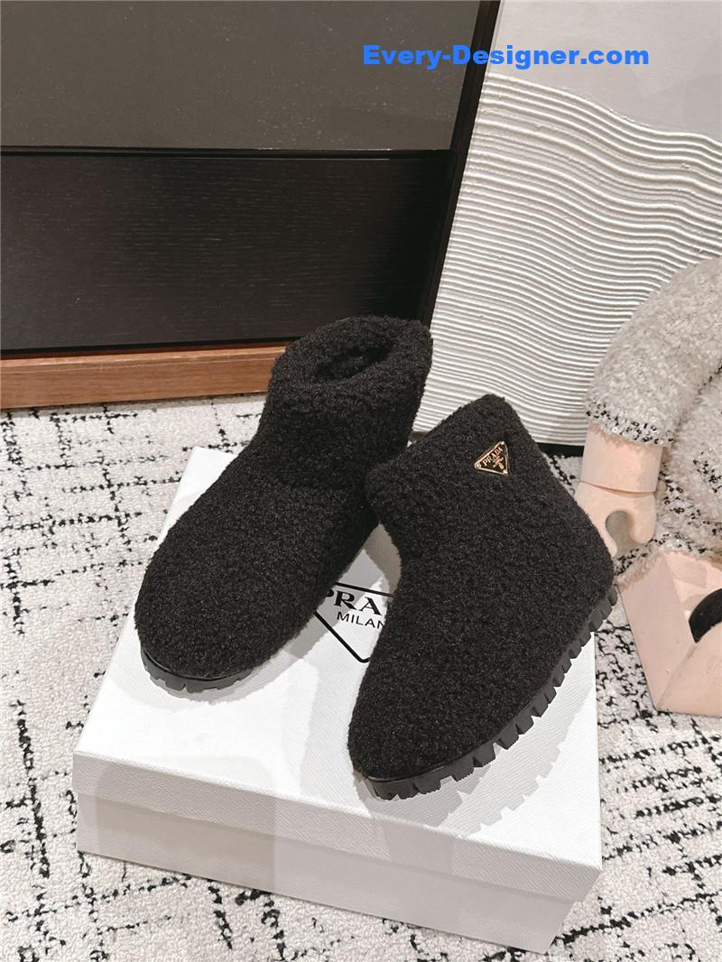 Prada Black Shearling Booties