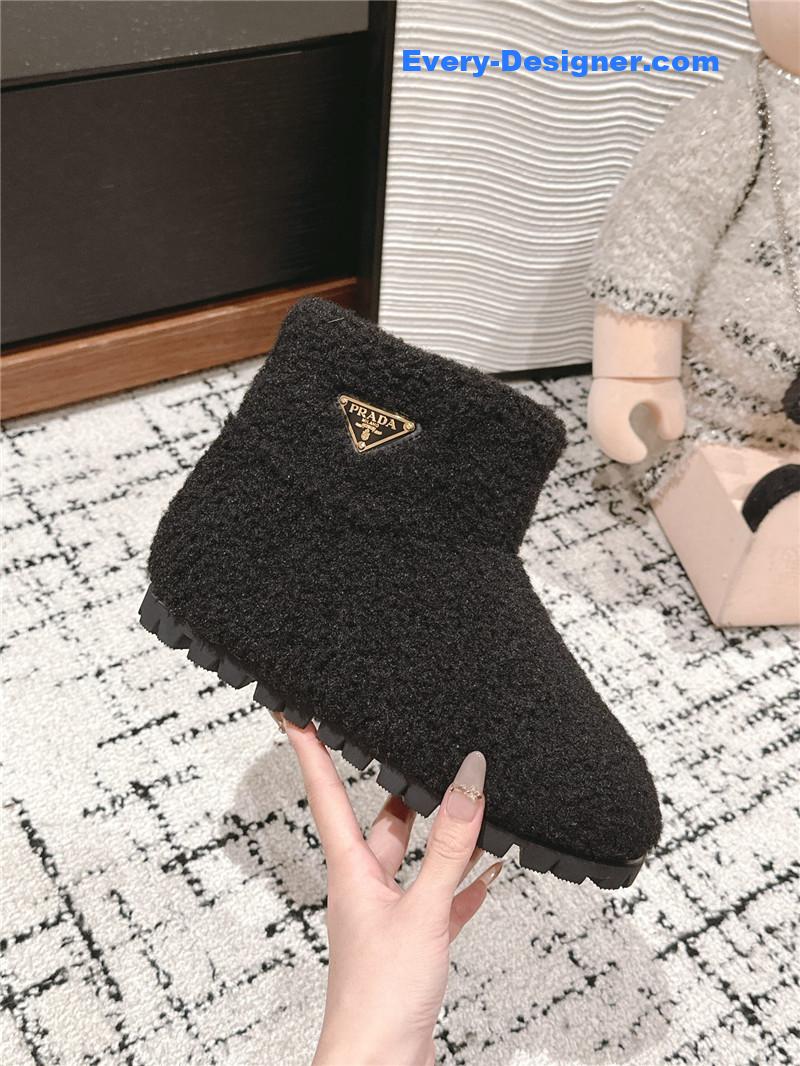 Prada Black Shearling Booties