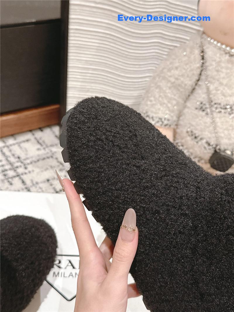 Prada Black Shearling Booties