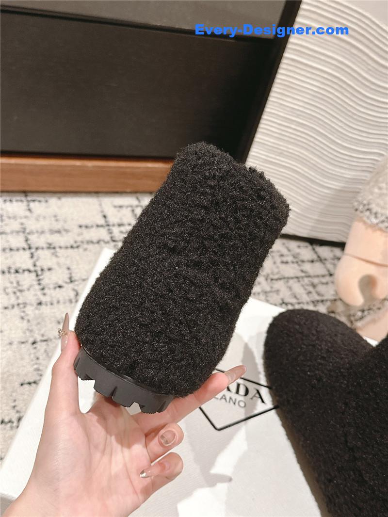 Prada Black Shearling Booties