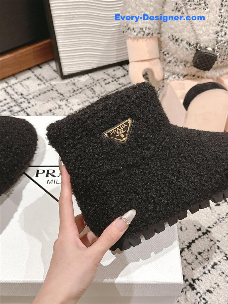 Prada Black Shearling Booties
