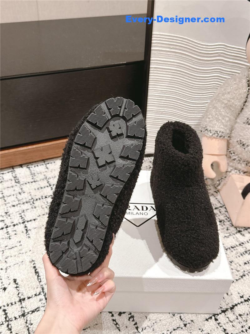 Prada Black Shearling Booties