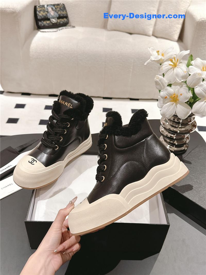 Ch**el black wool ankle boots