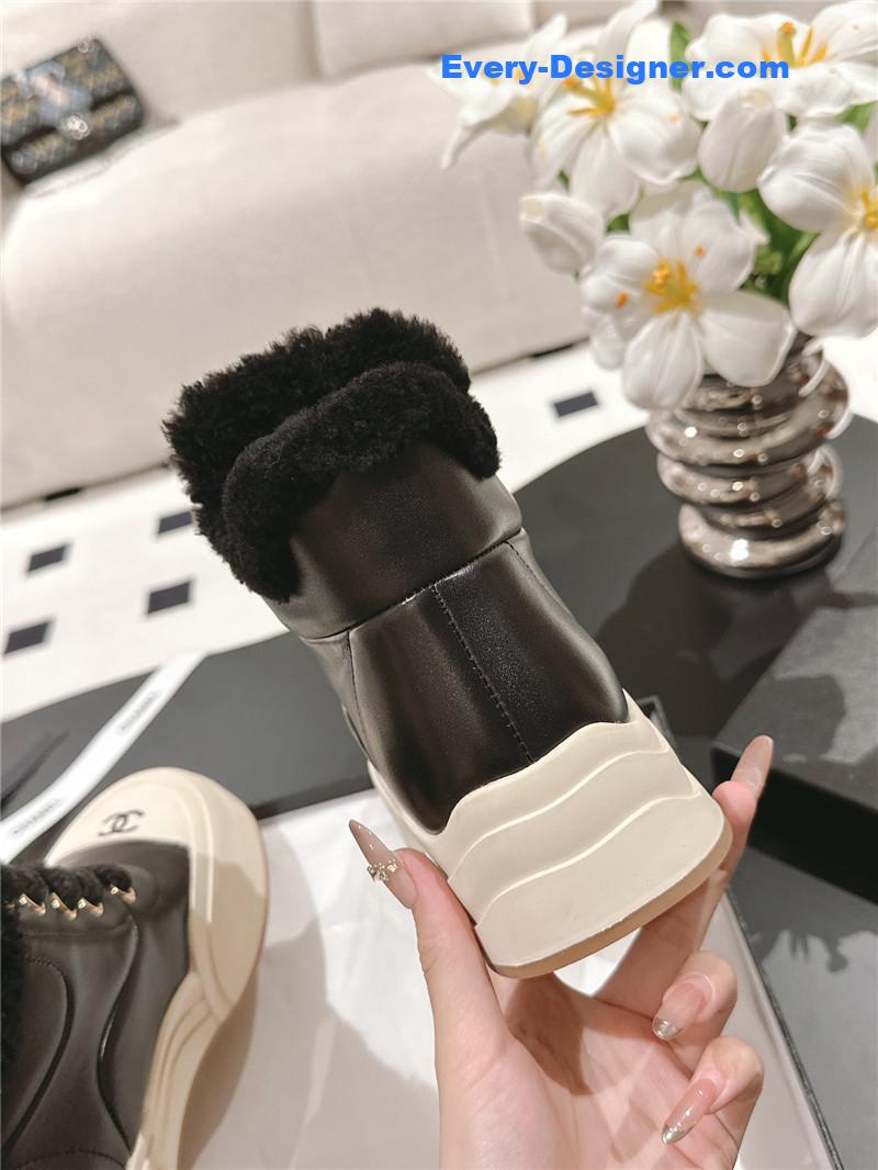 Ch**el black wool ankle boots