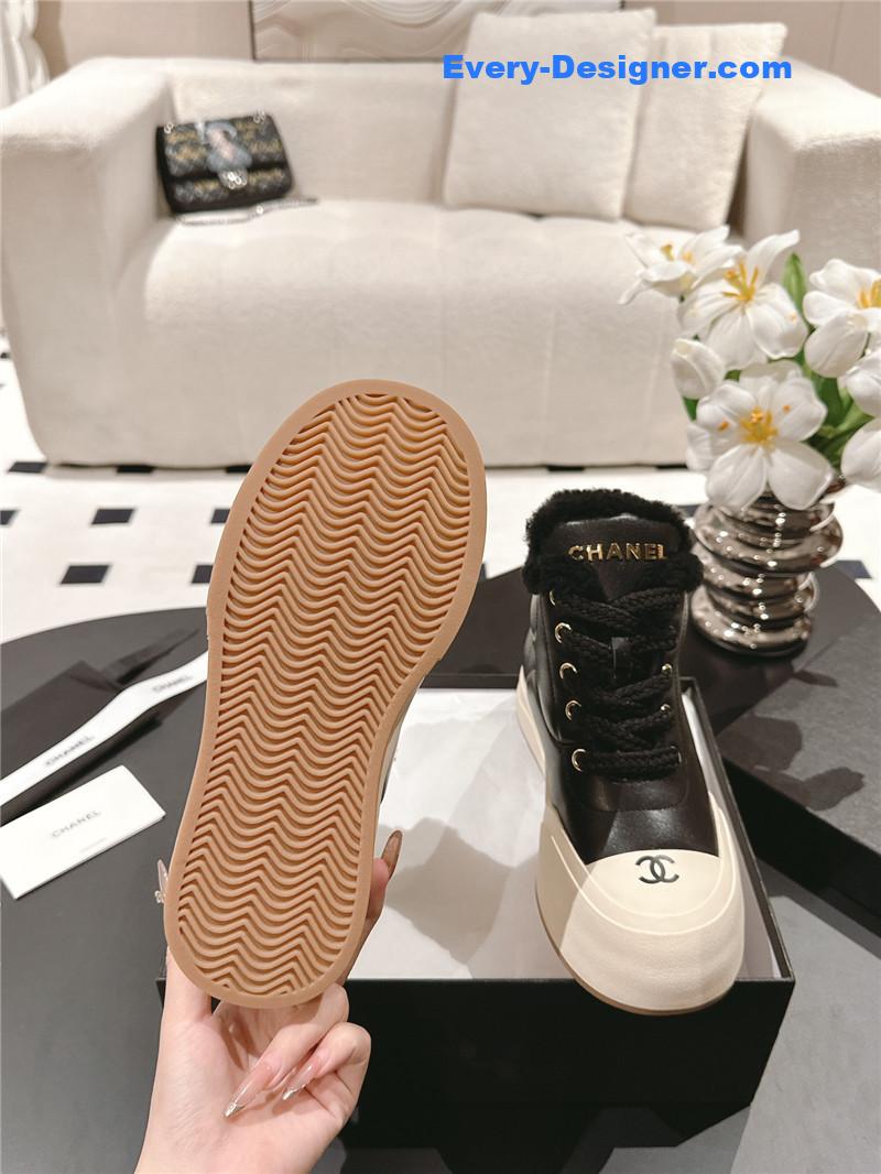 Ch**el black wool ankle boots