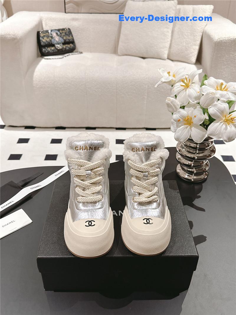 Ch**el silver wool ankle boots