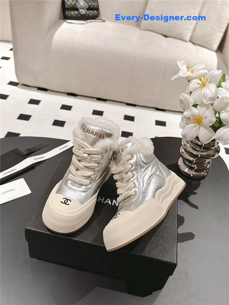 Ch**el silver wool ankle boots