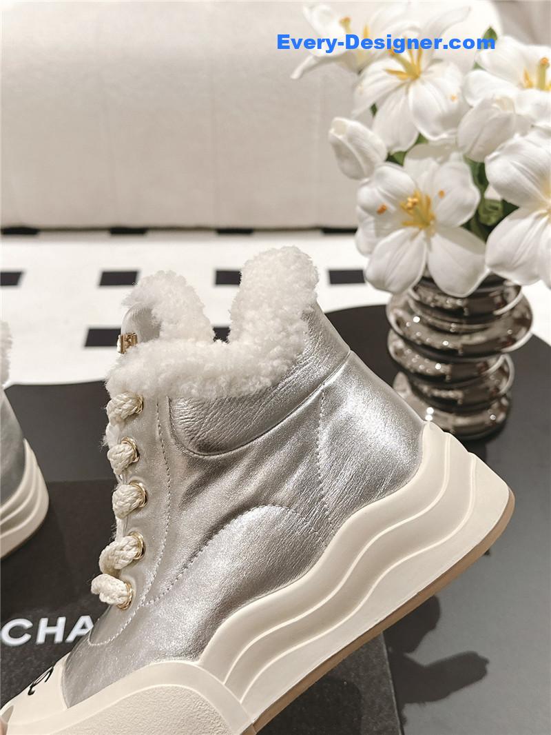 Ch**el silver wool ankle boots