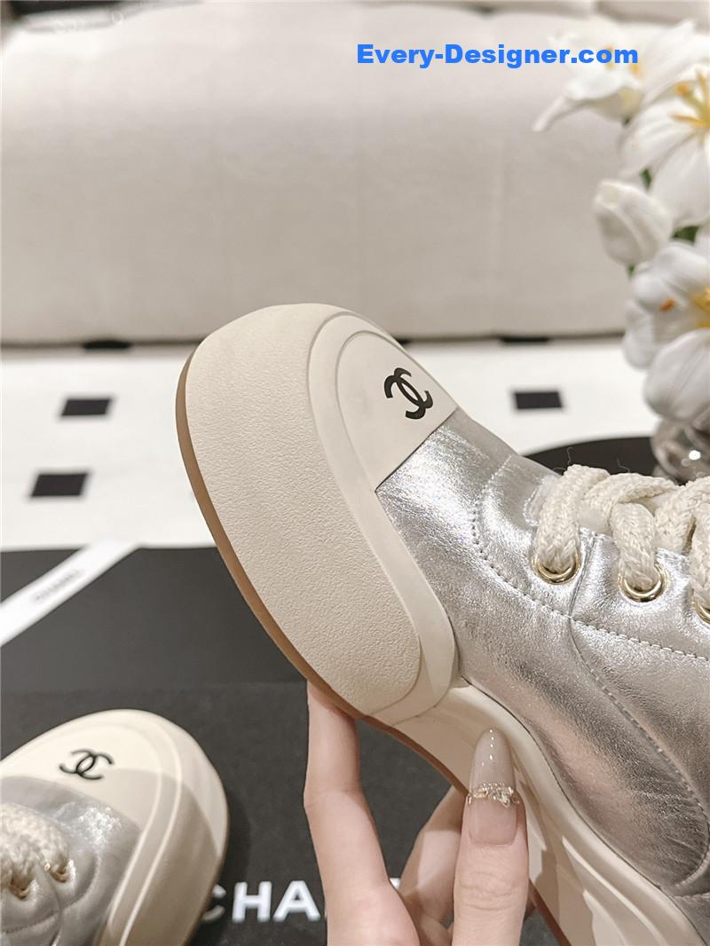 Ch**el silver wool ankle boots