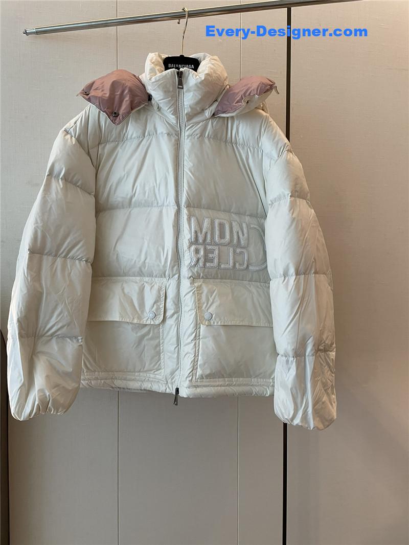 Moncler lettering hooded down jacket