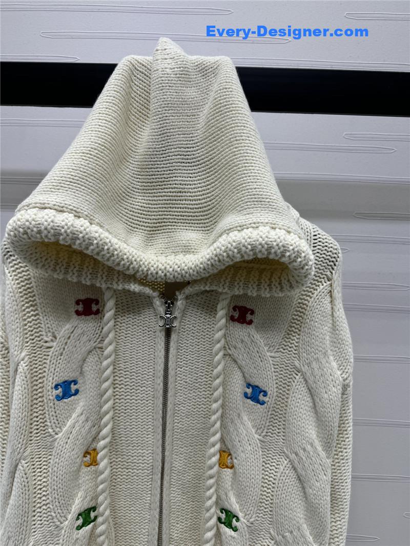 Ce1i*e crochet zip-up hooded sweater