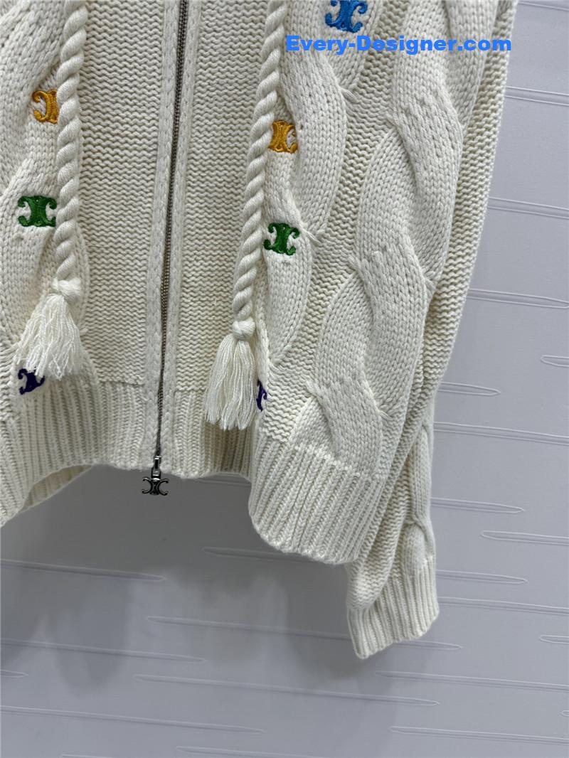 Ce1i*e crochet zip-up hooded sweater