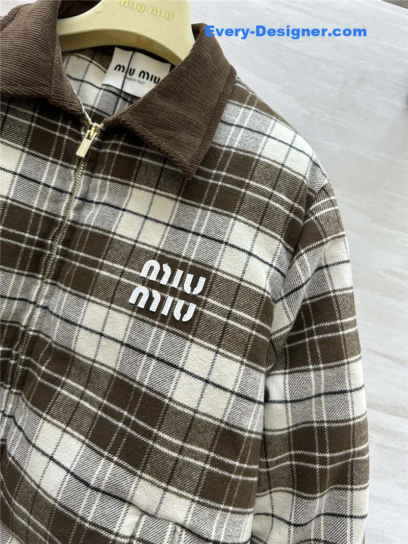 M1um1u plaid down jacket