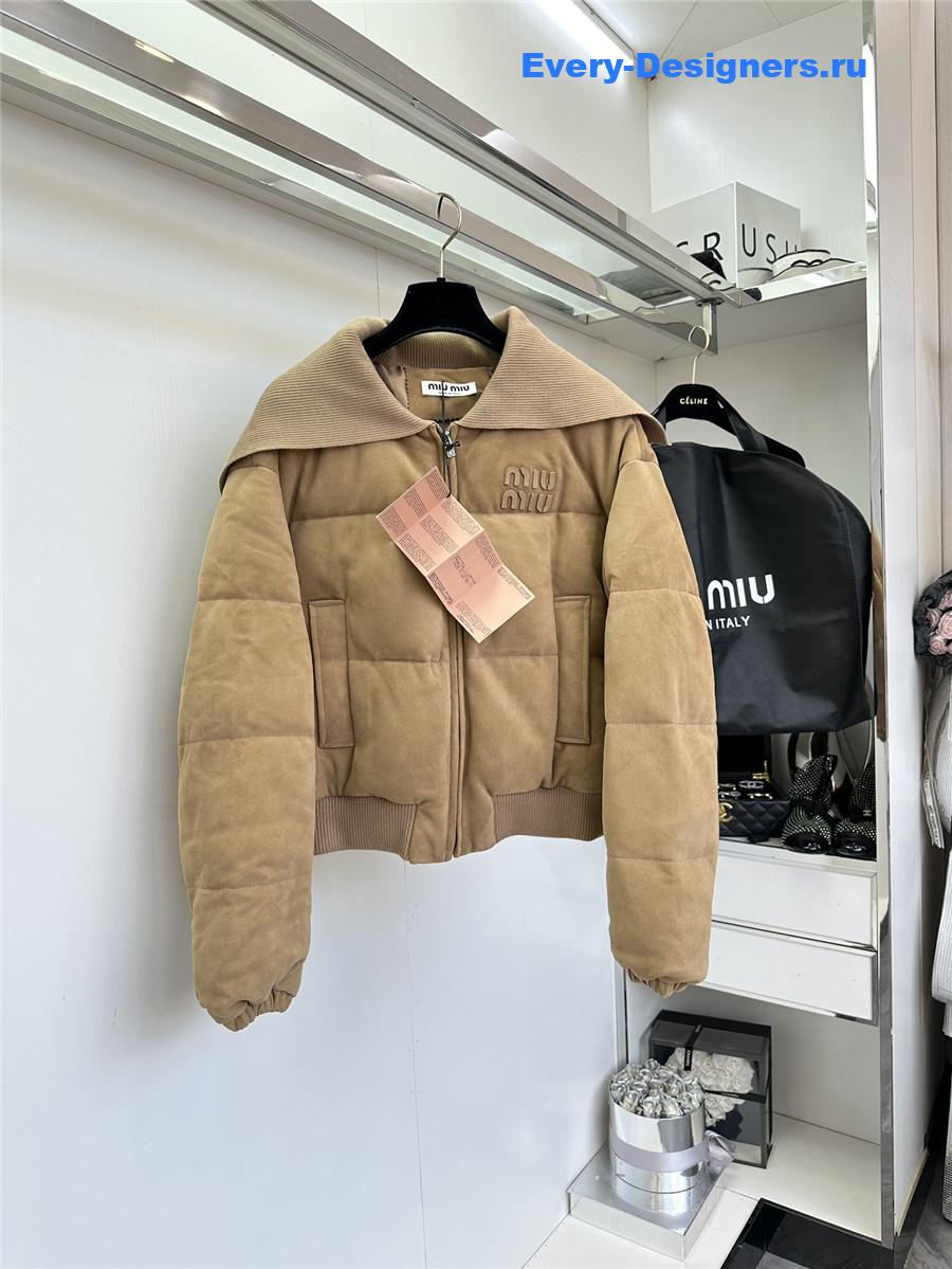 M1um1u maillard patchwork knitted jacket