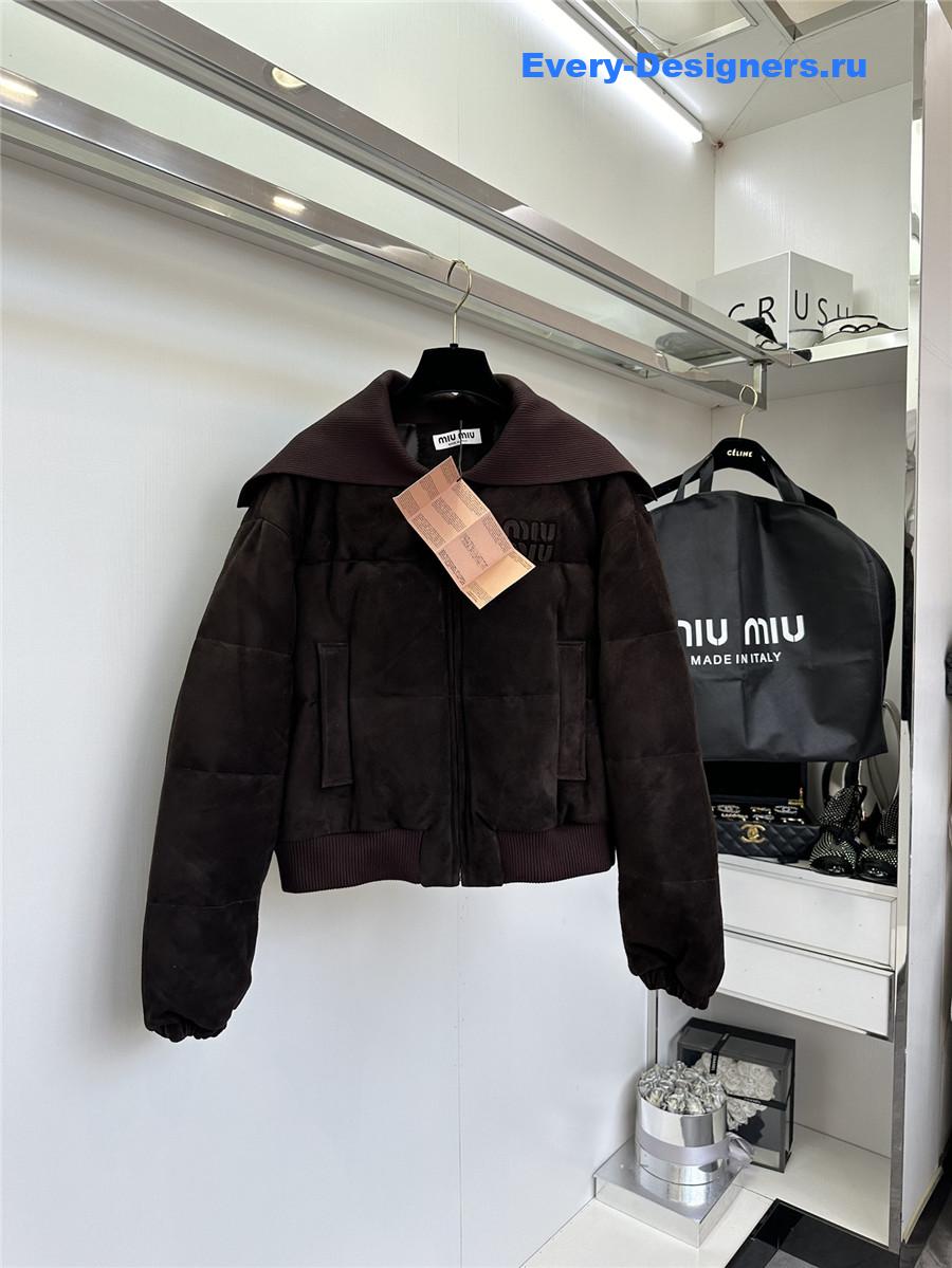 miu miu Maillard patchwork knitted jacket