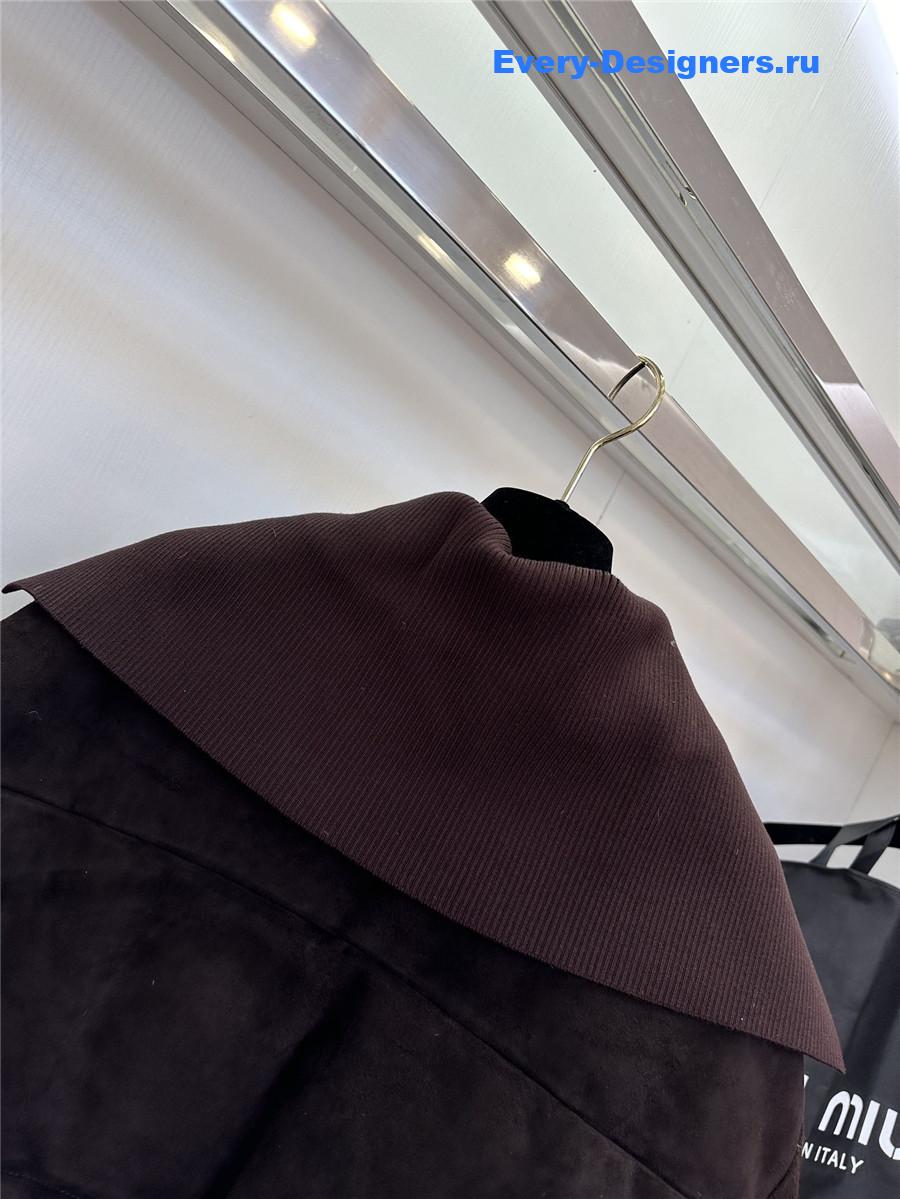 miu miu Maillard patchwork knitted jacket