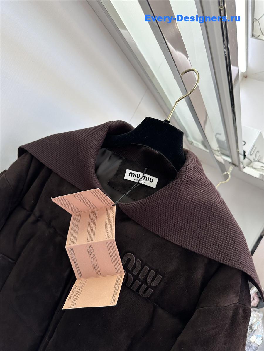 miu miu Maillard patchwork knitted jacket